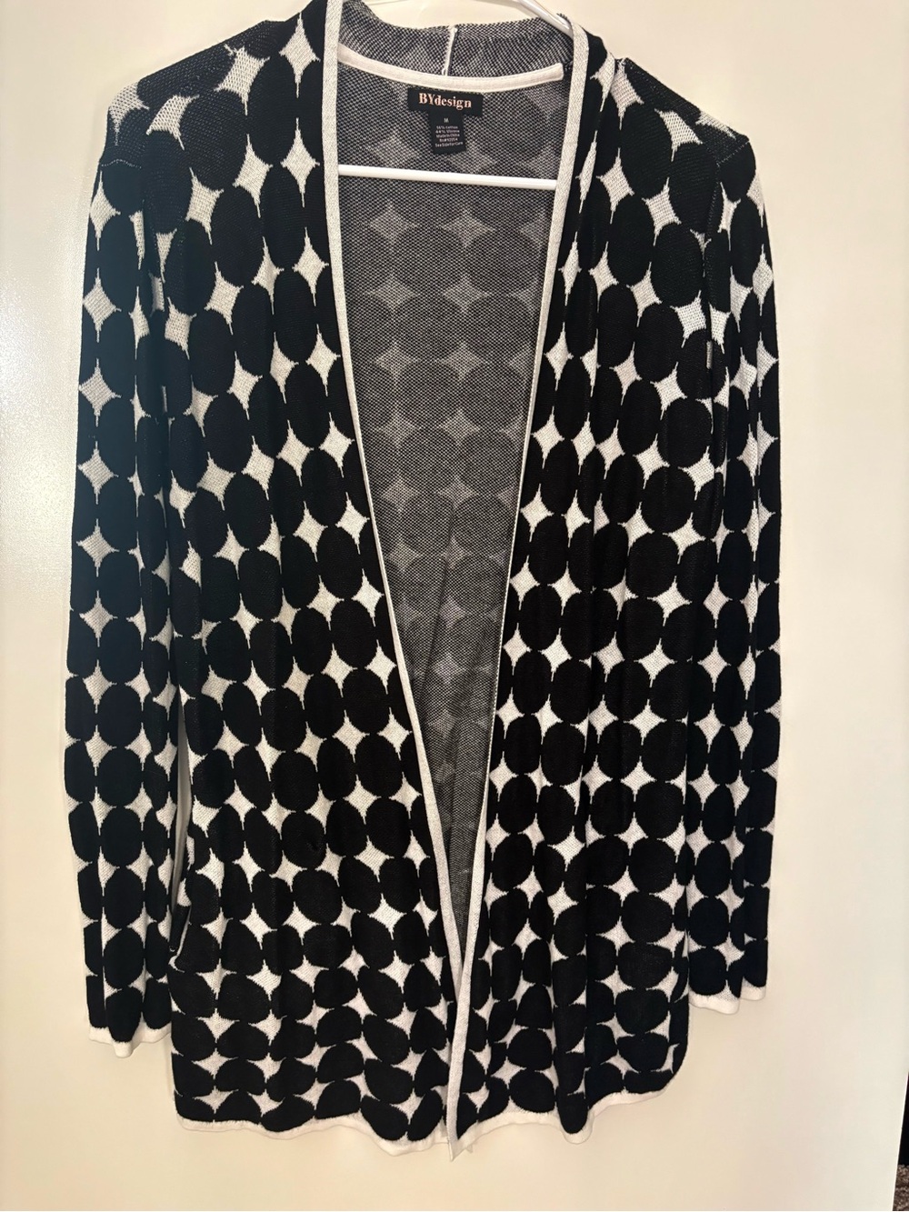 BYdesign Bold Black & White Open-Front Polka Dot Cardigan